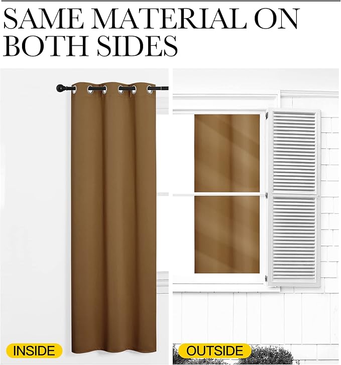 NICETOWN Sleek Blackout Curtains 84 inches Length for Windows, Noise Reducing and Block Draft Panels for Door Doorway Laundry Office Luxury Decor Theme (2 Panels, Gold Brown, W42 x L84 -Inch)