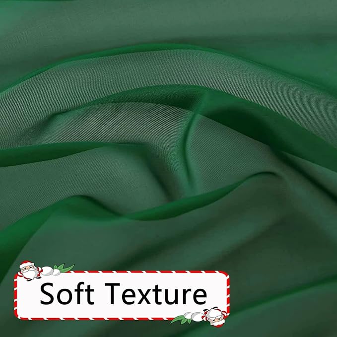 SpaceDresser Foliage Green Sheer Curtains 4 Panels Rod Pocket Semi-Sheer Curtain 108 Inches Long Light Filtering Voile Window Drapes for Bedroom Living Room Kitchen, Each 52W x 108L
