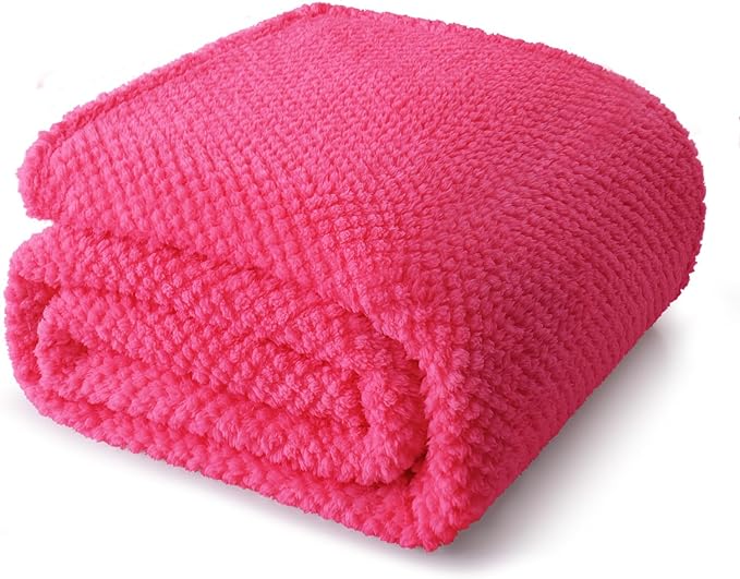Whale Flotilla Extra Large Fuzzy Fleece Throw Blanket for Couch, 50x70 Inch Fluffy Warm Soft Jacquard Blankets for All Season, Lightweight and Cozy, Hot Pink