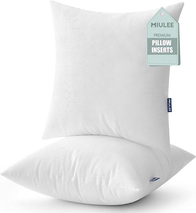 MIULEE Set of 2 Throw Pillow Inserts 18x18 Inches, Non-Woven Decorative Pillow Inserts for Living Room