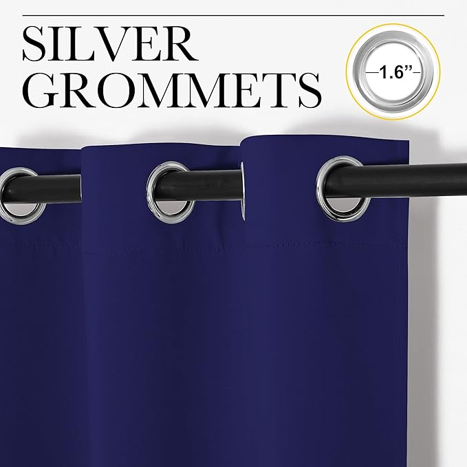 NICETOWN Navy Blue Blackout Curtains 90 inches Length for Living Room, 2 Panels, 55" Wide, Thermal Insulated Long Drapes for Large Window