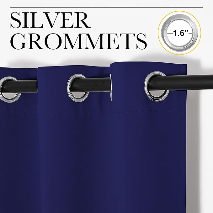 NICETOWN Blackout Curtain Panels, Window Treatment Energy Saving Thermal Insulated Solid Grommet Blackout Drapes/Draperies (Royal Blue, 1 Pair, 34 by 84-inch)