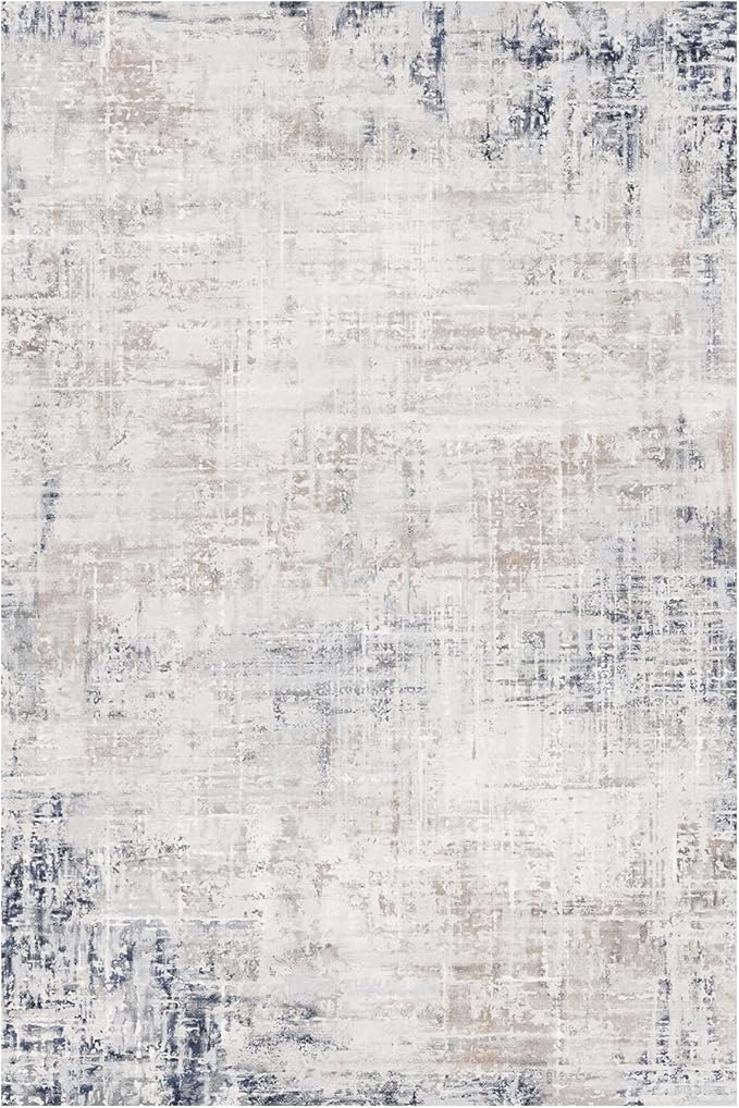 4 x 6 Area Rugs for Living Room, Machine Washable Non Slip Rug Ultra Soft Low Pile Indoor Carpet Modern Abstract Rugs for Bedroom Office Room Dining Room Beside, Blue/Grey