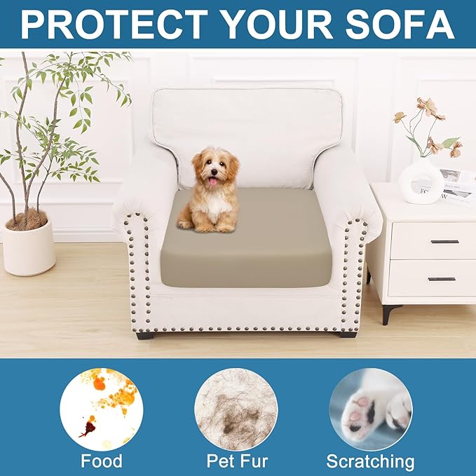 Smiry Printed Couch Cushion Covers, Stretch Soft Couch Covers for Sofa, Washable Non-Slip Sofa Slipcover Furniture Protector for Indoor and Outdoor (1 Pack, Taupe)