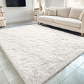 OLANLY 5x10 Machine Washable Large Area Rugs for Living Room, Bedroom, Soft Fluffy Shaggy Bedside Rug, Indoor Floor Carpet for Kids Girls and Boys, Dorms, Nursery, Home Decor Aesthetic, Ivory