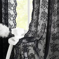 YJ YANJUN Vintage Lace Curtains 54 inch Length Victorian Floral Pattern Goth Halloween Short Black Sheer Curtain Panels for Bathroom Kitchen Window Coffin/Witchy/Gothic Home Decor W52 x L54 Inch