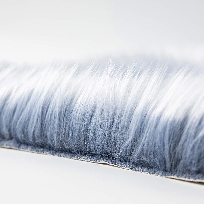 Ashler Faux Fur Rug, Fluffy Shaggy Area Rug Ultra Soft 3 x 5 Feet Rectangle Fur Rug Frosted Bottom Blue Fuzzy Rug Machine Washable Shag Rug, Nursery Decor Throw Rugs for Bedroom, Living Room