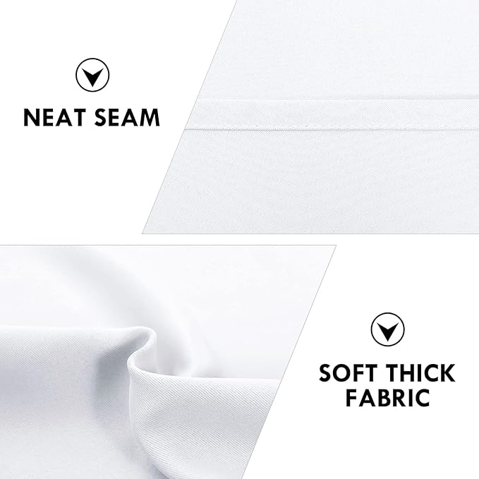 DWCN White Curtains for Living Room Thermal Insulated, Energy Saving & Noise Reducing Bedroom Curtains, White, W 70x L 72 Inch, Set of 2 Rod Pocket Curtain Panels