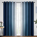 Yakamok Blue Ombre Curtains Room Darkening Grommet Curtains for Bedroom, Light Blocking Thermal Insulated Window Drapes for Living Room(2 Panels, 62x84 Inch)
