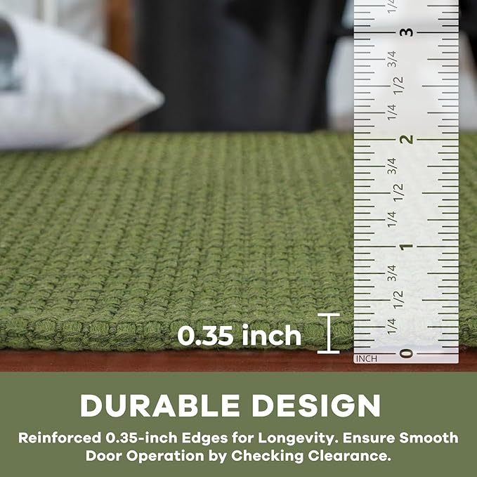KOZYFLY Long Runners for Hallways 3x12 ft Washable Kitchen Runner Non Slip Rubber Backed Hallway Rugs Cotton Entryway Runner Rug Floor Carpet for Indoor Hall, Kitchen, Bright Green/Earthy Green