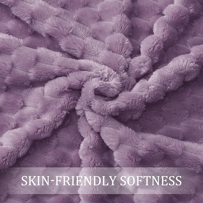 Exclusivo Mezcla Fleece King Blanket for Bed, Extra Large Fuzzy Grayish Purple Bed Blankets, Soft Cozy Plush Sofa Throws for All Seasons, 90x104 Inches