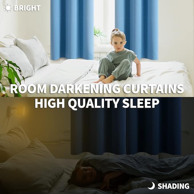 BGment Room Darkening Curtains 95 Inches Long - Grommet Thermal Insulated Drapes Window Treatment Curtains for Bedroom, 2 Panels, 52 x 95 Inch, Sky Blue