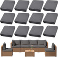 12Pcs Outdoor Cushion Covers, Patio Cushion Covers,Stretch Elastic Slipcovers, Replacement Washable & Reusable Furniture Protector for Patio Couch (Grey,Cover Only)