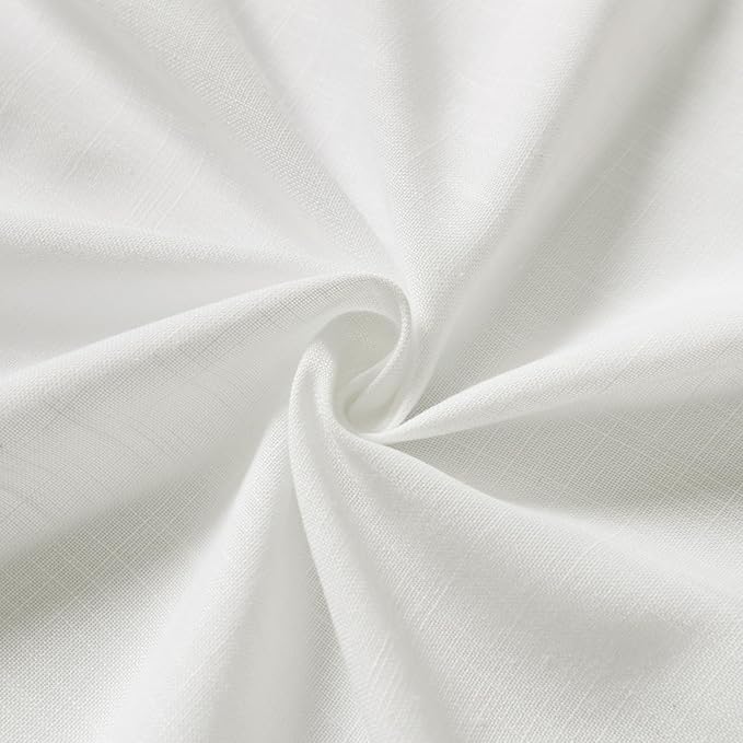 Off White Linen Curtains 63 inches Long for Bedroom Back Tab Sheer White Curtains Narrow Mini Skinny Door Decor Cotton Textured Gauze Curtain for Bathroom Kitchen 2 Panel Set 38x63
