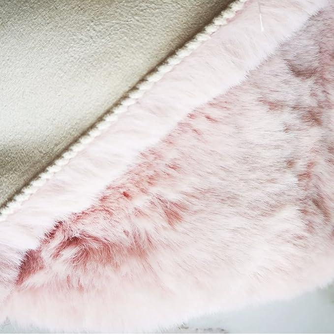 Ghouse Ultra Soft Faux Rabbit Fur Rug 4x6, Machine Washable Area Rugs for Bedroom Fluffy Rugs for Living Room, No-Shedding Carpet Sheepskin Rug Pink