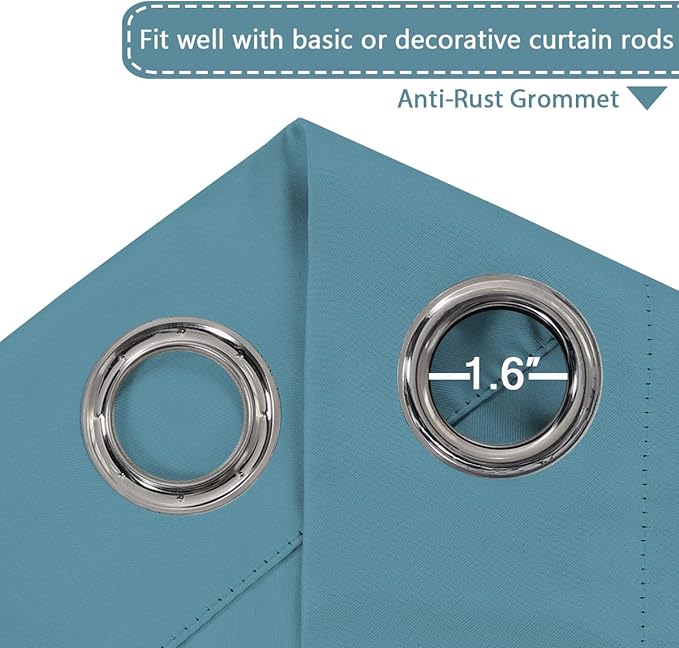 H.VERSAILTEX Blackout Patio Curtains 100 x 108 Inches for Sliding Door Extral Wide Blackout Curtain Panels Thermal Insulated Room Divider - Grommet Top, 9' Tall by 8.5' Wide - Storm Blue