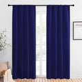 NICETOWN Blackout Curtains for Living Curtains, Navy Blue, 1 Pair, 34-inch W x 84-inch L, Home Decorations Thermal Insulated Solid Pole Top Blackout Drapes for Living Room