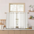 Nanspring Beige White Linen Curtains 36 Inch Length for Kitchen Window Cafe Curtain Privacy Semi Sheer Front Door Small Window Curtain Back Tab Rod Pocket for Bathroom Basement 26 X 36, 2 Panels