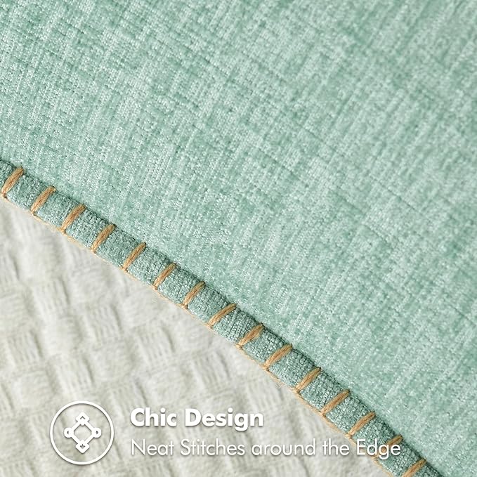 MIULEE Pack of 2 Couch Throw Pillow Covers 18x18 Inch Aqua Green Farmhouse Decorative Pillow Covers with Stitched Edge Soft Chenille Solid Dyed Spring Pillow Covers for Sofa Bed Living Room