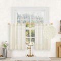 LAMIT Short Linen Kitchen Window Curtains 36 Inch Length, Over Sink Semi Sheer Light Filtering Panels Back Tab and Rod Pocket Drapes for Basement Bathroom Window, 2 Panels, Cream Ivory，34 x 36 Inch