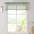 OVZME 2 Panels Sage Green Semi Sheer Valance - Short Fresh Curtain Valances for Windows, Basement, Kitchen Window, Dual Rod Pocket (Sage Green, 42 by 14 Inches Long)