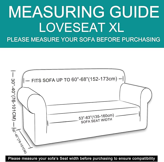 U-NICE HOME Oversized Stretch Loveseat Couch Cover Sofa Covers Washable Sofa Slipcover Furniture Protector for 2 Cushion Couch Sofa Pet Friendly, Loden Frost