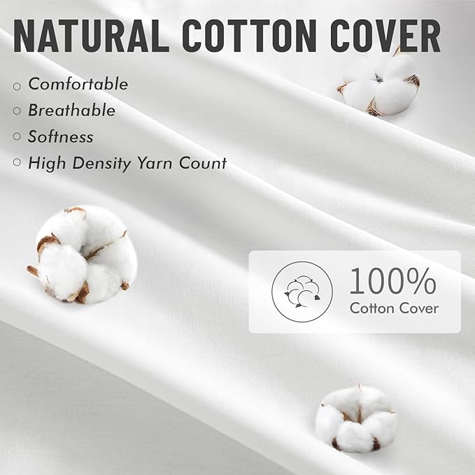 MIULEE 12x12 Pillow Inserts,Set of 4 100% Virgin Microfiber with Cotton Cover Throw Pillows for Couch Sofa and Bed