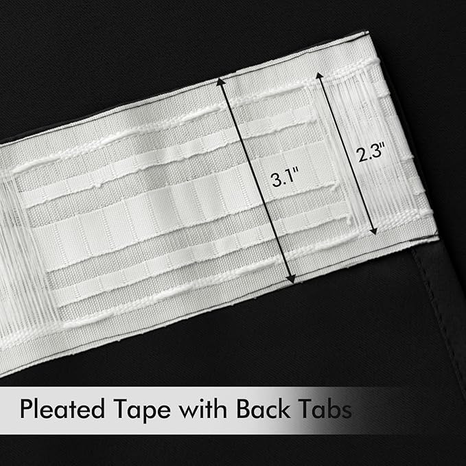 MIULEE Back Tab Blackout Curtains 102 Inch Long 2 Panels Set for Living Room Bedroom, Halloween Black Rod Pocket/Pinch Pleated Thermal Insulated Room Darkening Light Blocking Floor to Ceiling Drapes