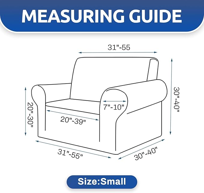 KEKUOU Stretch Single Sofa Slipcover 1 Piece Couch Sofa Cover (31"-55") Furniture Protector 1 Seater Sofa with Elastic Bottom for Kids,Pet.Jacquard Small Checked Pattern Fabric(Small,Khaki)