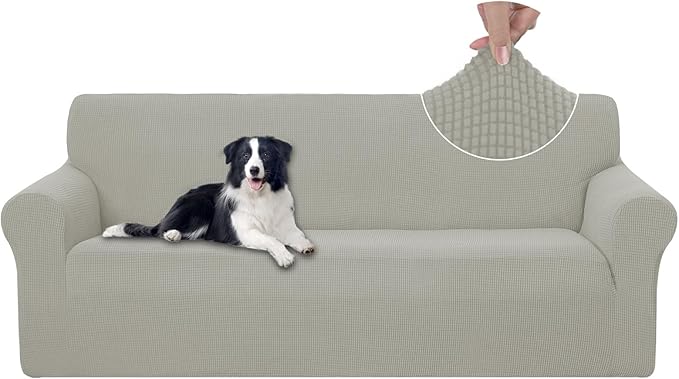 U-NICE HOME Stretch Couch Cover Sofa Cover Washable Sofa Slipcover Furniture Protector for 3 Cushion Couch Sofa Pet Friendly(Sofa, Taupe)