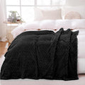Puncuntex Black Throw Blanket 90"×90" inches Fuzzy 3D Jacquard Decorative Flannel Fleece Super Soft Plush Cozy Blanket for Couch Sofa Chair Lightweight