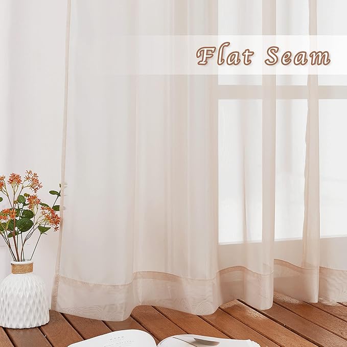 NICETOWN Sheer Taupe Curtains for Bedroom 120 inches Long, Grommet Elegant Voile Sheer Window Treatment Airy & Lightweight Elegant Drape for Living Room, W54 x L120, 2 Panels