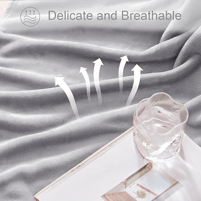 Exclusivo Mezcla Fleece Blanket Twin Size for Bed, Super Soft and Warm, All Season, Cozy, Plush, Lightweight, 90x66 Inches, Light Grey