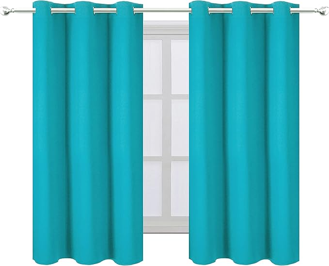 LEMOMO Teal Blackout Curtains 34 x 54 Inch Length/Set of 2 Curtain Panels/Thermal Insulated Room Darkening Blackout Curtains for Bedroom