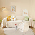 HANDONTIME Beige Couch Covers for 3 Cushion Couch - Cute Daisy Lace Pet Protector - Thick Chenille - 71" X134"