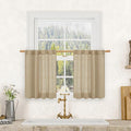 LAMIT Brown Linen Curtains 24 Inch Length, Semi Sheer Light Filtering Window Panels Back Tab and Rod Pocket Drapes for Basement/Small Windows, 25 x 24 Inch, 2 Panels