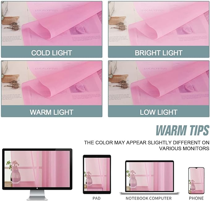 Light Pink Small Sheer Curtains Tier 24 Inches Length 2 Pieces, Light Filtering Cafe Curtains for Living Room Bathroom, Modern Window Treatments Dual Rod Pocket Panels, 2X42Wx24L Inches