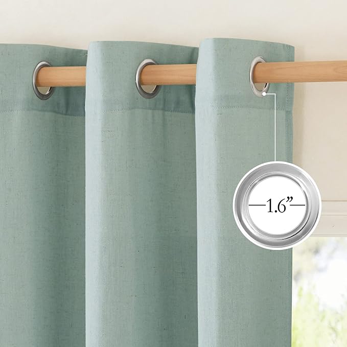 NICETOWN Rustic Linen 96 inch Long Curtains for Living Room, Grommet Privacy Added Thick Linen Weave with Light Filter Window Curtains & Drapes for Bedroom, Sage Green, W42 x L96, 2 Panels