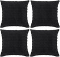 Fancy Homi 4 Packs Boho Black Decorative Throw Pillow Covers 14x14 Inch for Living Room Couch Bed Sofa, Rustic Modern Farmhouse Home Decor, Soft Plush Corduroy Cute Square Cushion Case 35x35 cm