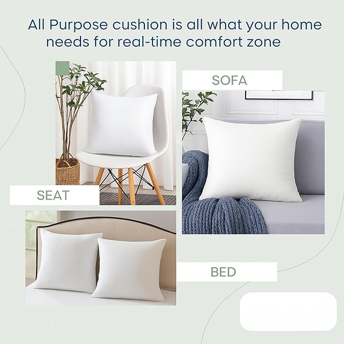 LANE LINEN 4 Pack 18x18 White Throw Pillow Inserts for Decorative Pillow Covers, Couch Pillows for Living Room, Fluffy Pillows for Bed