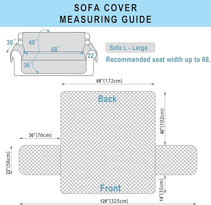 Reversible Sofa Covers Couch Cover Furniture Protector for Dogs Elastic Straps Water Resistant(Sofa,Sand/Beige)