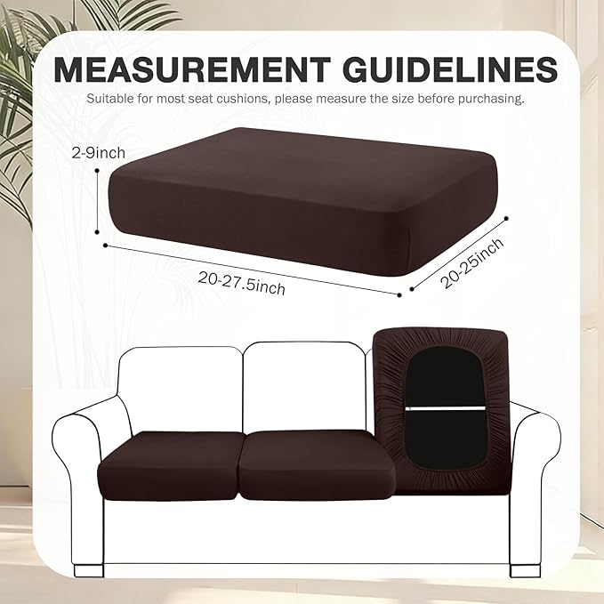 hyha 4Pcs Patio Cushion Covers, Stretch Outdoor Couch Cushion Covers Replacement, Washable Outdoor Chair/Sofa Slipcovers for Patio Furniture Cushions Protector with Elastic Bottom(Coffee,Cover Only)
