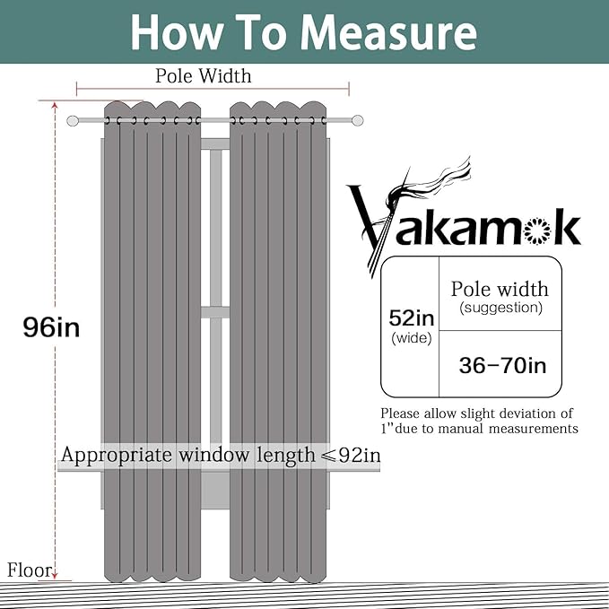 Yakamok Blackout Curtains for Bedroom 2 Panels Set 72 Inch Length Thermal Insulated Room Darkening Dark Black Out Drapery Grommet Window Treatments Drapes for Living Room,52x96, Dark Teal