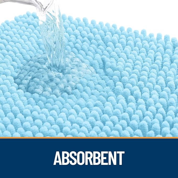OLANLY Dog Door Mat for Muddy Paws 54x32, Absorbs Moisture and Dirt, Absorbent Non-Slip Washable Doormat, Quick Dry Chenille Mud Mat for Dogs, Entry Indoor Entryway Carpet for Inside Floor, Blue