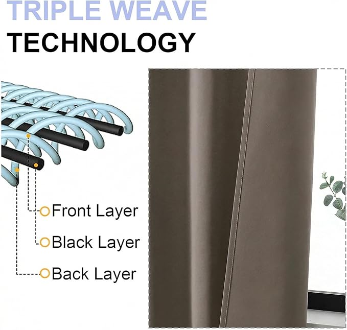 Simplebrand Latte Blackout Curtains for Bedroom 96 Inches Long 2 Panels, Solid Thermal Insulated, Energy Saving Living Room Window Treatment Curtains Blackout Drapes, W50 x L96 Inch, Latte