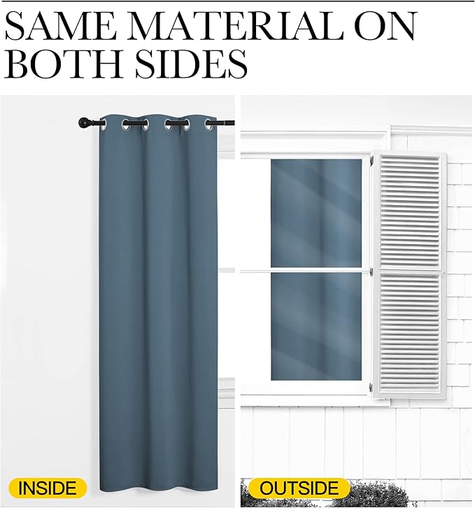 NICETOWN Smoky Blue Blackout Curtains 78 inches Length for Bedroom, 2 Panels, 42" Wide, Thermal Insulated Decoration Drapes for Office Window