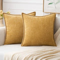 MIULEE Pack of 2 Couch Throw Pillow Covers 18x18 Inch Gold Farmhouse Decorative Pillow Covers with Stitched Edge Soft Chenille Solid Dyed Fall Pillow Covers for Sofa Bed Living Room