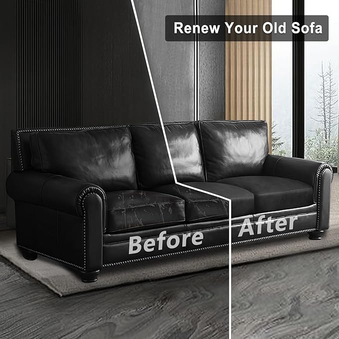Leather Look Couch Cushion Covers Sofa Seat Slipcovers Sets Couches Furniture Protector for Sectional Armchair Loveseat Pets Kids Stretch Spandex Fabric (3 Cushion Sofa, Dark Grey)