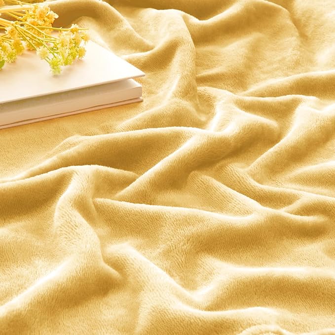 BEDELITE Fleece Blanket Twin Size Cream Yellow Throw Blankets for Couch & Bed, Luxury Plush Cozy Fuzzy Blanket 60x80 inches, Super Soft Warm Lightweight Throw Blanket for Travel Camping