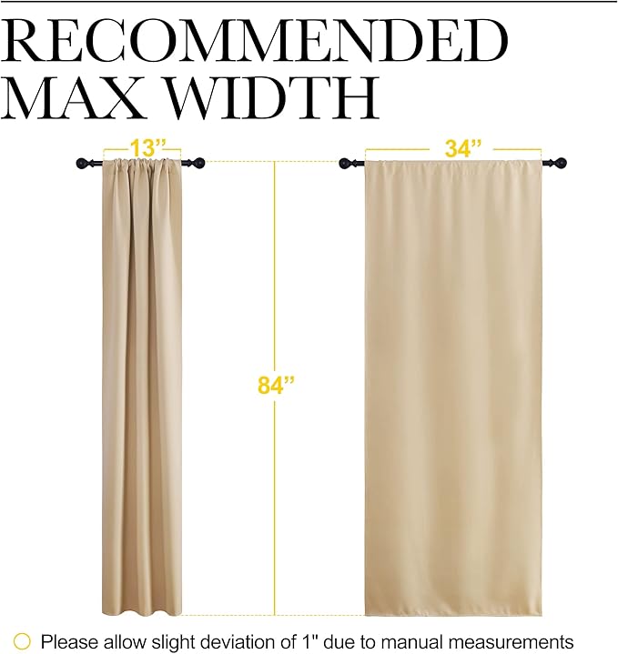 NICETOWN Blackout Room Darkening Curtains - Home Decoration Light & Noise Reducing Thermal Insulated Window Draperies with Rod Pocket Top (Biscotti Beige, 2 Panels, 34 inches Wide x 84 inches Long)